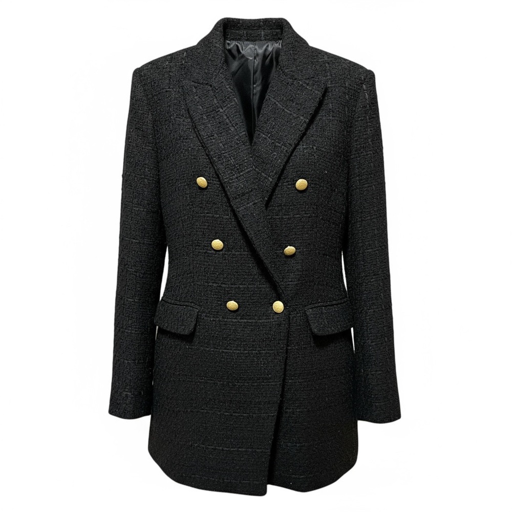 Jason Wu Black Tweed Double Breasted Blazer Size Large NWT